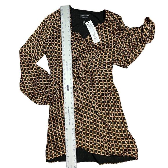 Minkpink Dress WMNS XS Brown Valentina Twist Knot Wrap Front Floral Mini REVOLVE - Picture 4 of 13